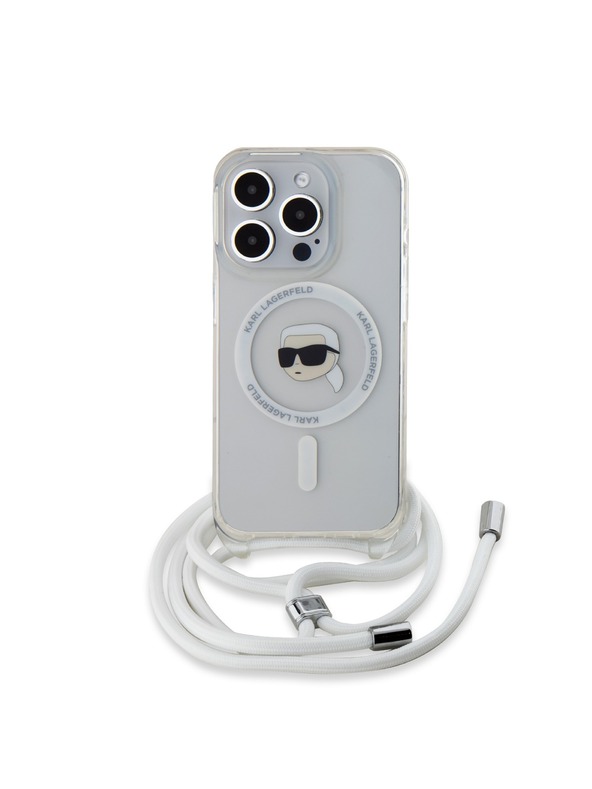 Karl Lagerfeld Karl Lagerfeld IML Crossbody Karl Head MagSafe Zadný kryt pre iPhone 15 Pro Max Priehľadný