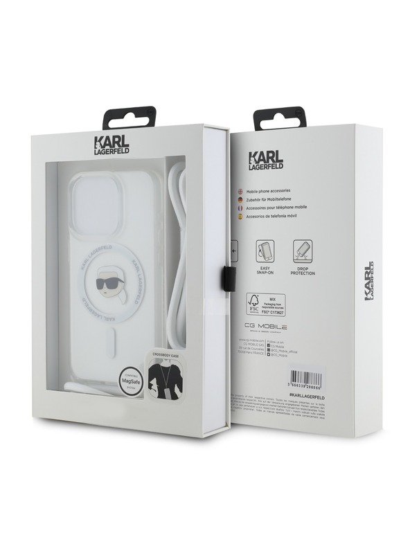 Karl Lagerfeld Karl Lagerfeld IML Crossbody Karl Head MagSafe Zadný kryt pre iPhone 15 Pro Max Priehľadný