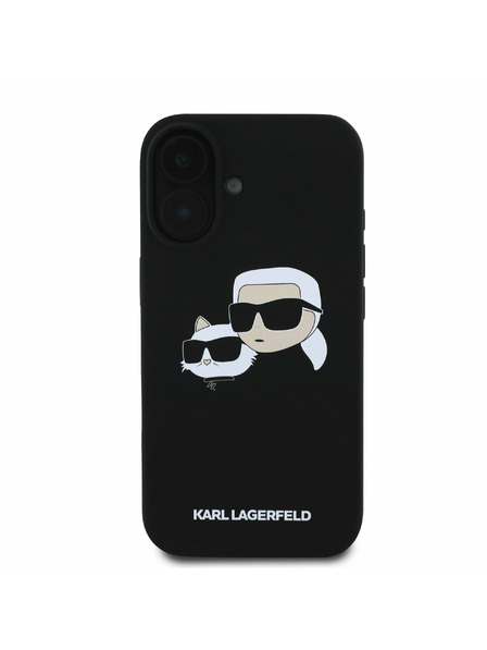 Karl Lagerfeld Karl Lagerfeld Tekutý silikón Dvojité hlavy MagSafe Zadný kryt pre iPhone 16 Plus Čierny