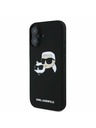 Karl Lagerfeld Karl Lagerfeld Tekutý silikón Dvojité hlavy MagSafe Zadný kryt pre iPhone 16 Plus Čierny