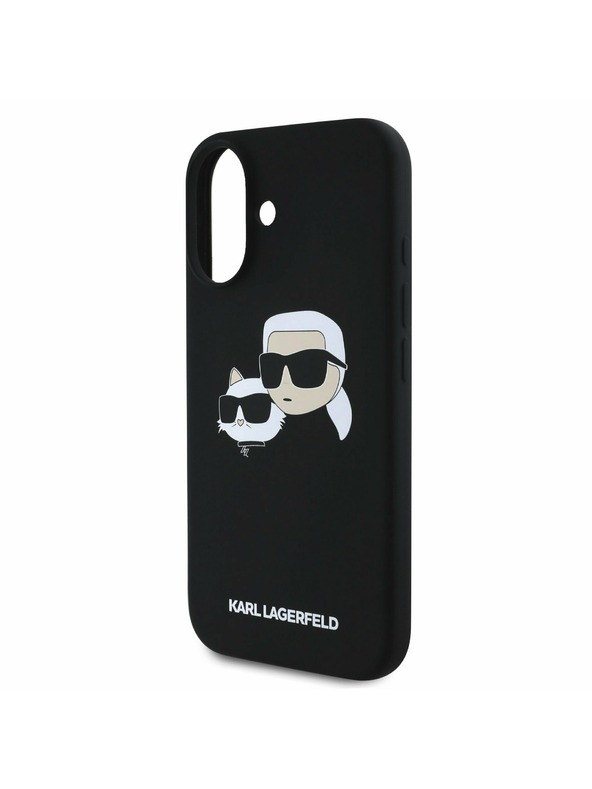 Karl Lagerfeld Karl Lagerfeld Tekutý silikón Dvojité hlavy MagSafe Zadný kryt pre iPhone 16 Plus Čierny