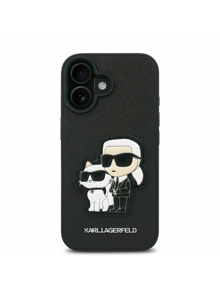 Karl Lagerfeld Karl Lagerfeld PU Saffiano Karl and Choupette Zadný kryt pre iPhone 16 Plus Čierny