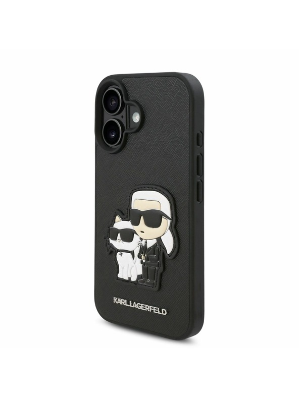 Karl Lagerfeld Karl Lagerfeld PU Saffiano Karl and Choupette Zadný kryt pre iPhone 16 Plus Čierny