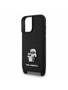 Karl Lagerfeld Karl Lagerfeld Saffiano Crossbody Popruh Kov Karl and Choupette Zadný kryt pre iPhone 16 Čierny