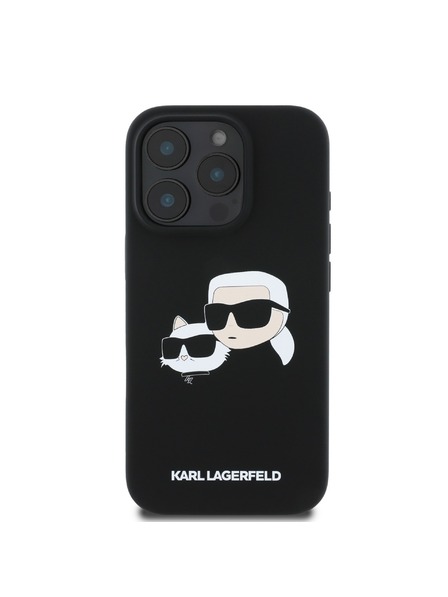 Karl Lagerfeld Karl Lagerfeld Tekutý silikón Dvojité hlavy MagSafe Zadný kryt pre iPhone 16 Pro Max Čierny