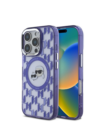 Karl Lagerfeld Karl Lagerfeld IML Monogram K&CH Hlavy MagSafe Zadný kryt pre iPhone 16 Pro Max Fialový