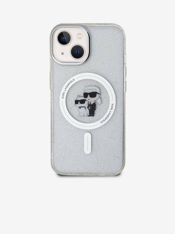 Karl Lagerfeld Karl Lagerfeld IML Trblietavý Karl and Choupette MagSafe Zadný kryt pre iPhone 15 Priehľadný