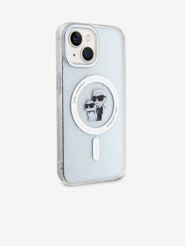 Karl Lagerfeld Karl Lagerfeld IML Trblietavý Karl and Choupette MagSafe Zadný kryt pre iPhone 15 Priehľadný
