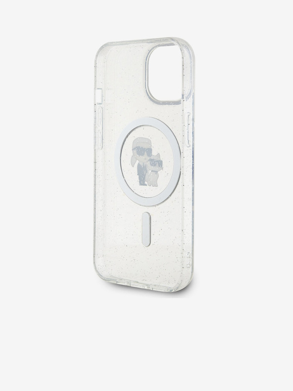 Karl Lagerfeld Karl Lagerfeld IML Trblietavý Karl and Choupette MagSafe Zadný kryt pre iPhone 15 Priehľadný