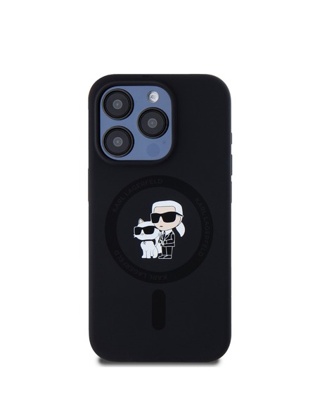 Karl Lagerfeld Karl Lagerfeld Tekutý silikón Karl and Choupette Magsafe Zadný kryt pre iPhone 15 Pro Čierny