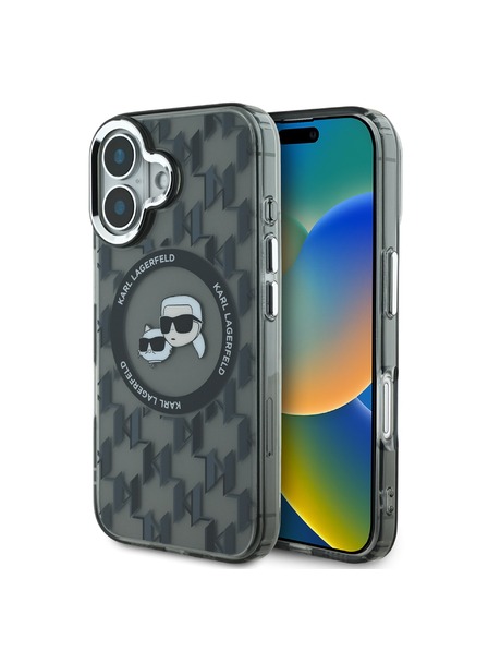 Karl Lagerfeld Karl Lagerfeld IML Monogram K&CH Hlavy MagSafe Zadný kryt pre iPhone 16 Čierny