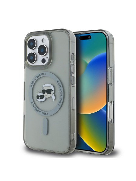 Karl Lagerfeld Karl Lagerfeld IML K&CH Hlavy Kovový rám MagSafe Zadný kryt pre iPhone 16 Pro Max Čierny
