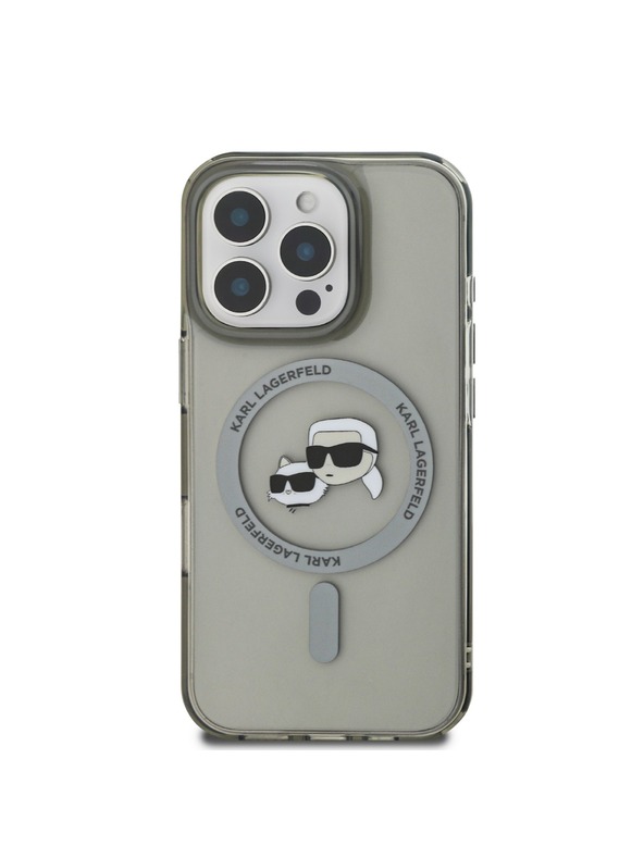 Karl Lagerfeld Karl Lagerfeld IML K&CH Hlavy Kovový rám MagSafe Zadný kryt pre iPhone 16 Pro Max Čierny
