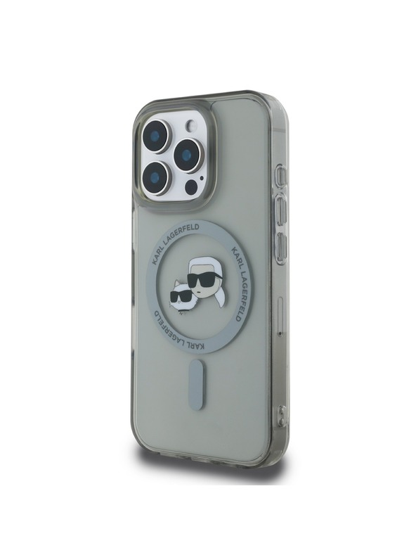 Karl Lagerfeld Karl Lagerfeld IML K&CH Hlavy Kovový rám MagSafe Zadný kryt pre iPhone 16 Pro Max Čierny