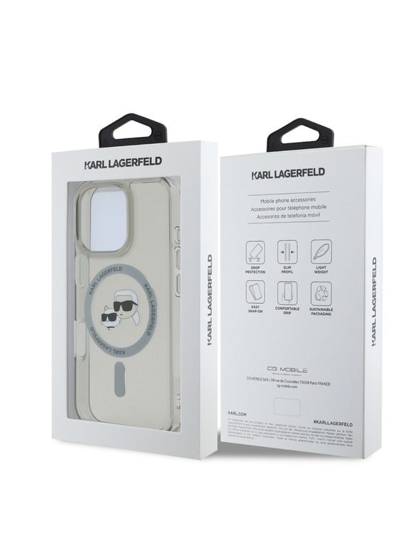 Karl Lagerfeld Karl Lagerfeld IML K&CH Hlavy Kovový rám MagSafe Zadný kryt pre iPhone 16 Pro Max Čierny