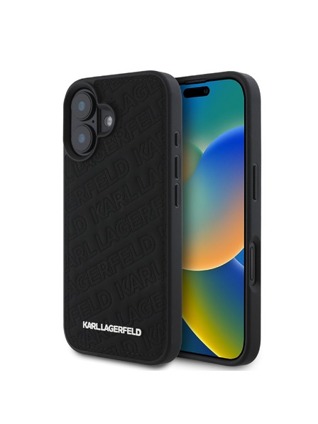 Karl Lagerfeld Karl Lagerfeld PU Prešívaný vzor Zadný kryt pre iPhone 16 Čierny