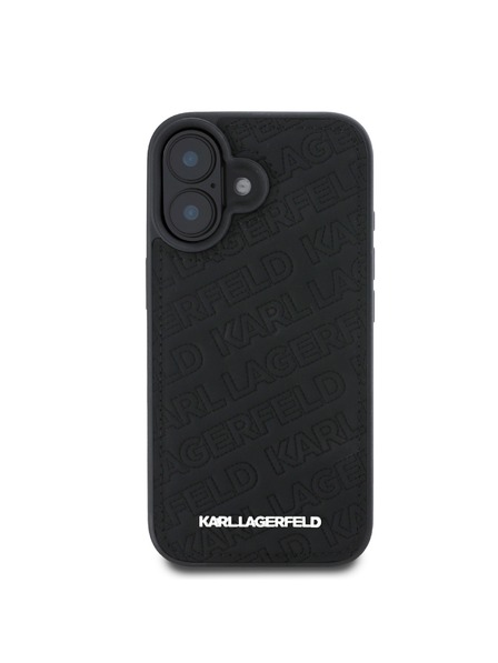 Karl Lagerfeld Karl Lagerfeld PU Prešívaný vzor Zadný kryt pre iPhone 16 Čierny