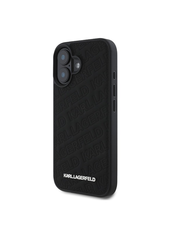 Karl Lagerfeld Karl Lagerfeld PU Prešívaný vzor Zadný kryt pre iPhone 16 Čierny