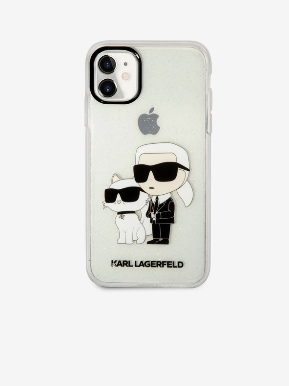 Karl Lagerfeld IML Trblietavý Karl and Choupette NFT Zadný kryt pre iPhone 11 Priehľadný Karl Lagerfeld