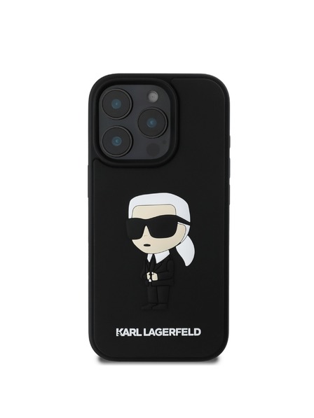 Karl Lagerfeld Karl Lagerfeld 3D Gumový Ikonický Zadný kryt pre iPhone 16 Pro Max Čierny