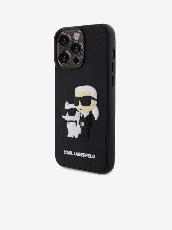 Karl Lagerfeld 3D Gumový Karl and Choupette Zadný kryt pre iPhone 15 Pro Max Čierny Karl Lagerfeld
