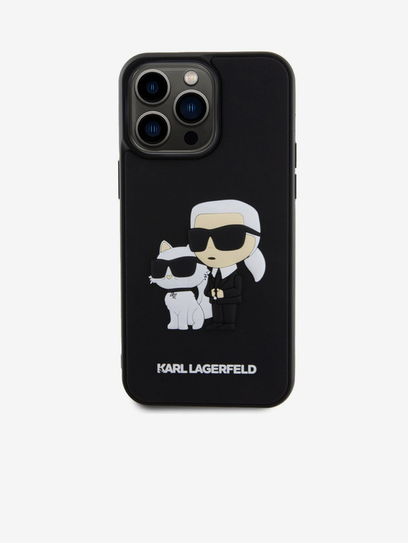 Karl Lagerfeld 3D Gumový Karl and Choupette Zadný kryt pre iPhone 15 Pro Max Čierny Karl Lagerfeld