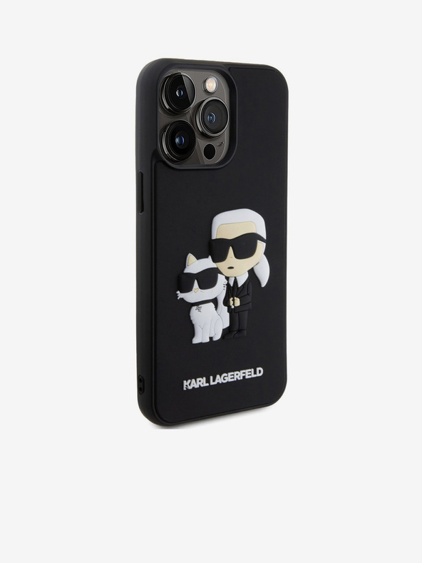 Karl Lagerfeld 3D Gumový Karl and Choupette Zadný kryt pre iPhone 15 Pro Max Čierny Karl Lagerfeld