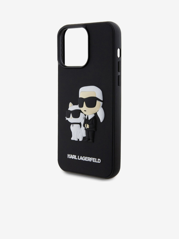 Karl Lagerfeld 3D Gumový Karl and Choupette Zadný kryt pre iPhone 15 Pro Max Čierny Karl Lagerfeld