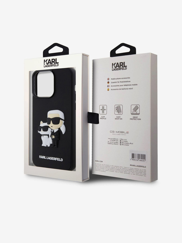 Karl Lagerfeld 3D Gumový Karl and Choupette Zadný kryt pre iPhone 15 Pro Max Čierny Karl Lagerfeld