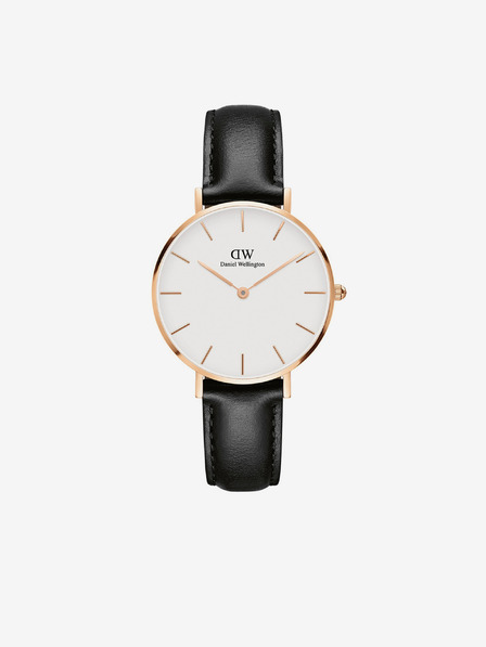 Daniel Wellington Čierne unisex kožené hodinky Daniel Wellington Petite