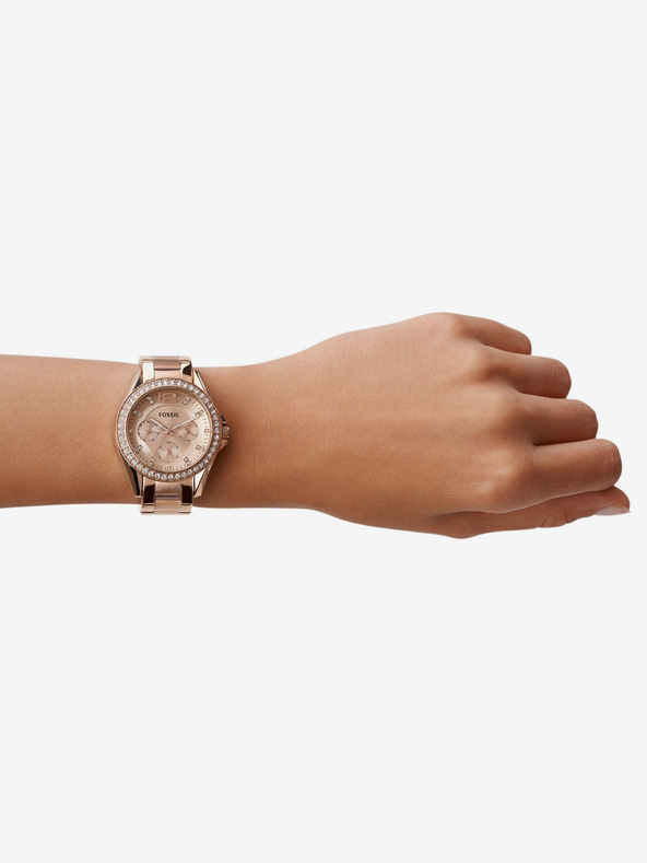 Fossil Ružovozlaté dámske hodinky Fossil Riley