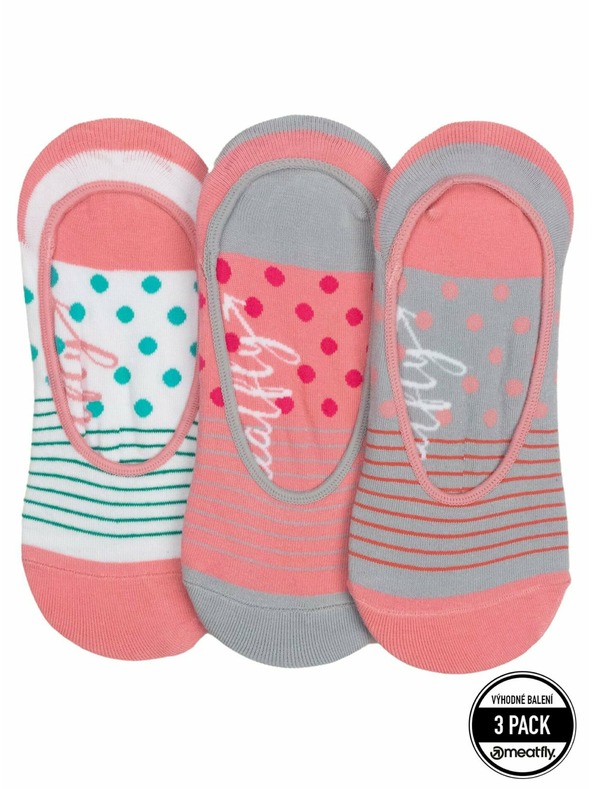 Meatfly Meatfly ponožky Low Socks Triple Pack Grey Stripe | Sivá | Veľkosť
