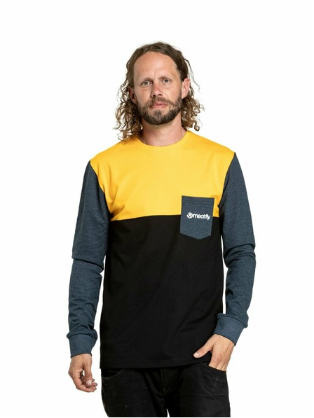 Meatfly Meatfly pánske tričko s dlhým rukávom Harvey Deep Yellow/Navy Heather | Žltá | Veľkosť