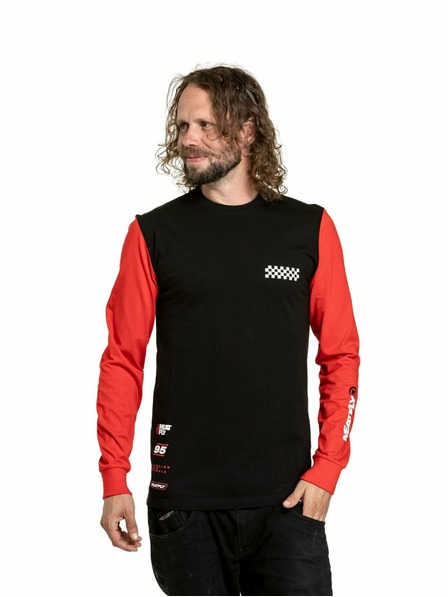 Meatfly Meatfly pánske tričko s dlhým rukávom Appex Bright Red/Black