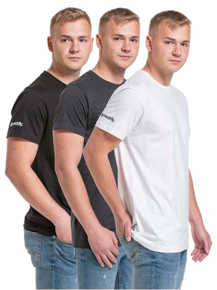 Meatfly Meatfly balenie pánských tričiek Basic Multipack Black/Charcoal Heather/White | Čierna | Veľkosť