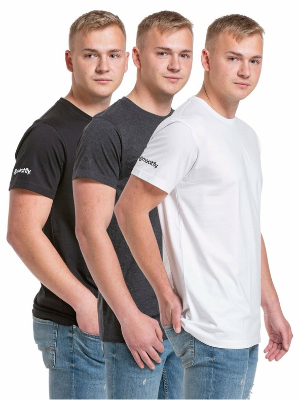 Meatfly Meatfly balenie pánských tričiek Basic Multipack Black/Charcoal Heather/White | Čierna | Veľkosť