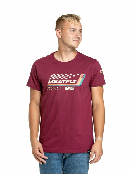 Meatfly Meatfly pánske tričko Racing Spirit Dark Wine | Červená | Veľkosť S | 100% bavlna