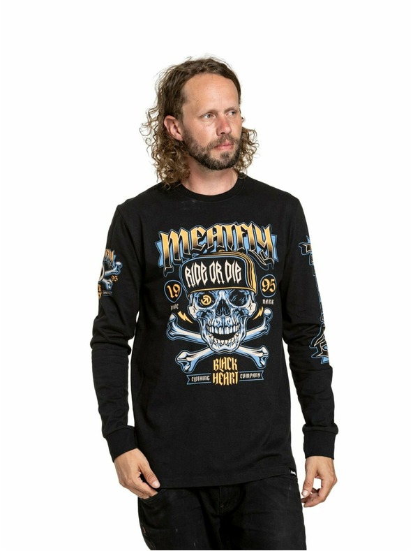 Meatfly Meatfly pánske tričko s dlhým rukávom Crossbones Black | Čierna | Veľkosť