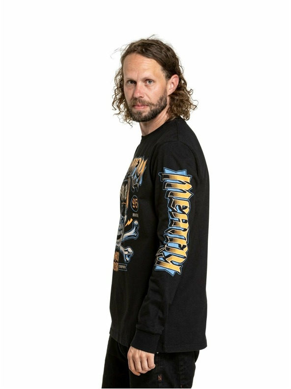 Meatfly Meatfly pánske tričko s dlhým rukávom Crossbones Black | Čierna | Veľkosť