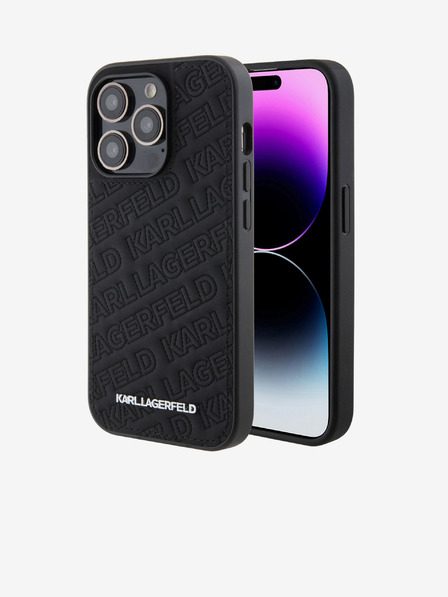 Karl Lagerfeld PU Prešívaný Vzor Zadný Kryt pre iPhone 15 Pro Max Black Karl Lagerfeld