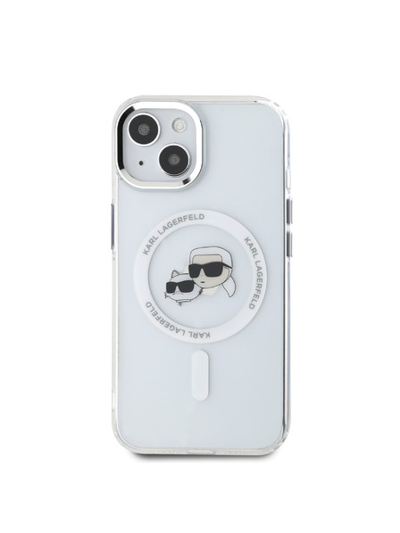 Karl Lagerfeld Karl Lagerfeld IML K&CH Heads Kovový Rám MagSafe Zadný Kryt pre iPhone 14 Transparent
