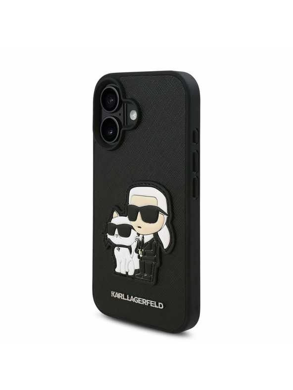 Karl Lagerfeld Karl Lagerfeld PU Saffiano Karl and Choupette Zadný Kryt pre iPhone 16 Black