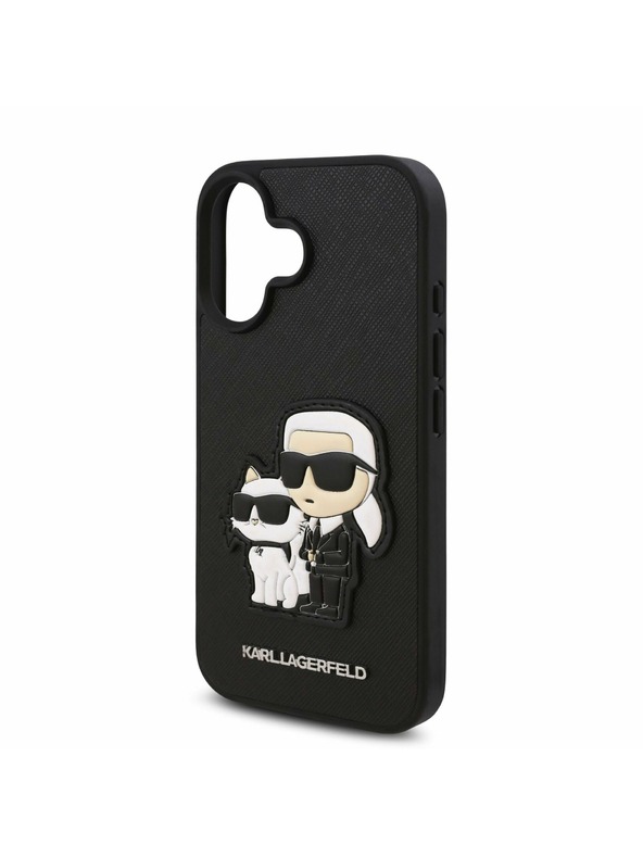 Karl Lagerfeld Karl Lagerfeld PU Saffiano Karl and Choupette Zadný Kryt pre iPhone 16 Black
