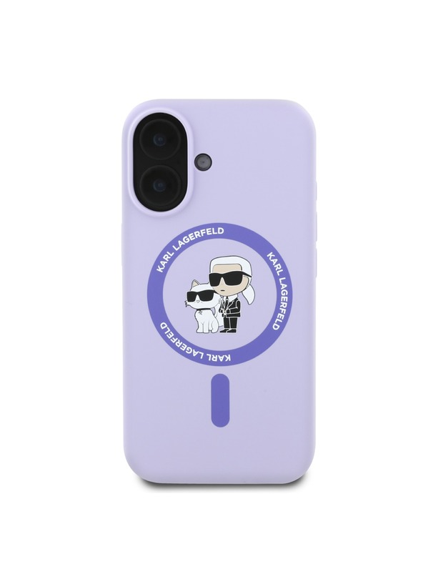 Karl Lagerfeld Karl Lagerfeld Tekutý Silikónový Karl and Choupette MagSafe Zadný Kryt pre iPhone 16 Purple