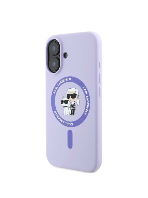 Karl Lagerfeld Karl Lagerfeld Tekutý Silikónový Karl and Choupette MagSafe Zadný Kryt pre iPhone 16 Purple