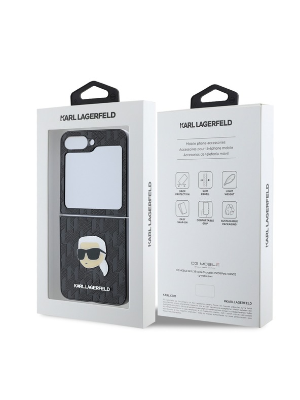 Karl Lagerfeld Karl Lagerfeld PU Saffiano Monogram Karl Head Zadný Kryt pre Samsung Galaxy Z Flip 6 Black