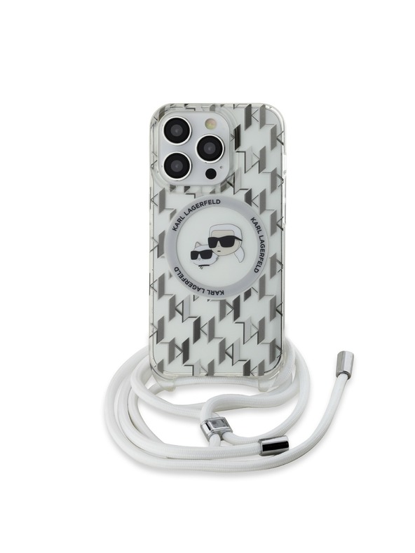 Karl Lagerfeld Karl Lagerfeld IML Monogram Crossbody K&CH Heads MagSafe Zadný Kryt pre iPhone 14 Pro Transparent