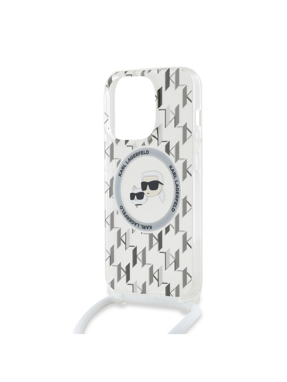 Karl Lagerfeld Karl Lagerfeld IML Monogram Crossbody K&CH Heads MagSafe Zadný Kryt pre iPhone 14 Pro Transparent