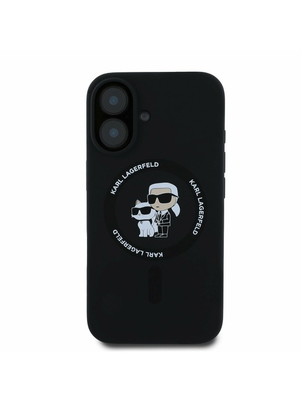 Karl Lagerfeld Karl Lagerfeld Tekutý Silikónový Karl and Choupette MagSafe Zadný Kryt pre iPhone 16 Black