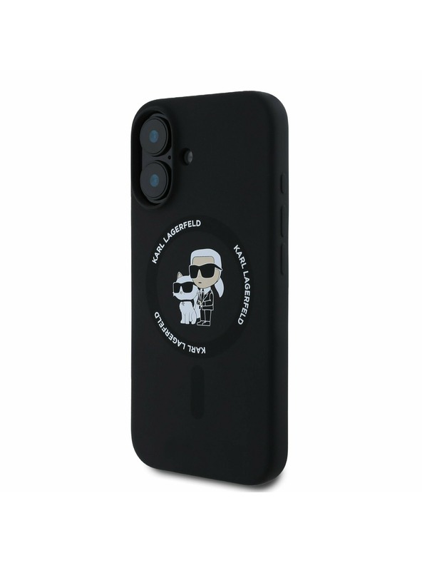Karl Lagerfeld Karl Lagerfeld Tekutý Silikónový Karl and Choupette MagSafe Zadný Kryt pre iPhone 16 Black